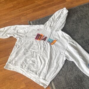 Nike White Hoodie with Multicolor Miami Logo